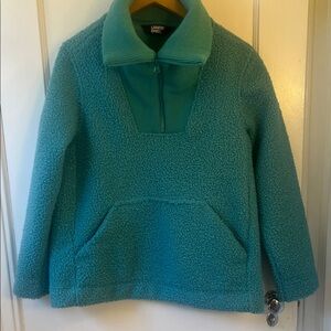 Lands' End Turquoise Fleece Quarter-Zip Pullover